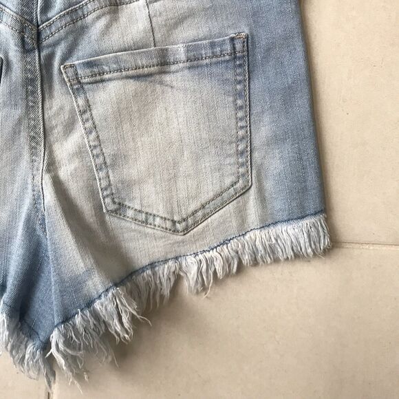 Ariya Jeans Denim Shorts Cut Off Frayed Curvy High Rise Distressed - Picture 7 of 7